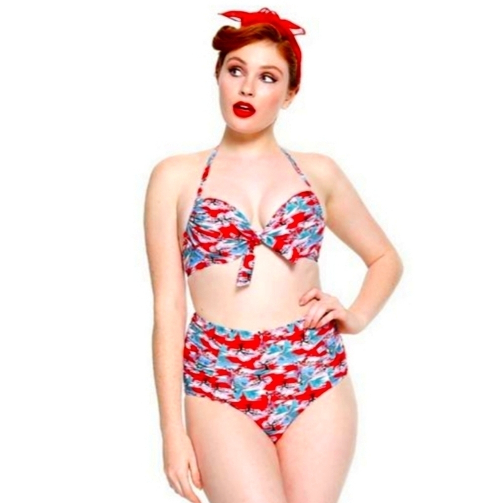 Hot Topic Disney Mulan Retro High Waisted Swim Bottoms 3